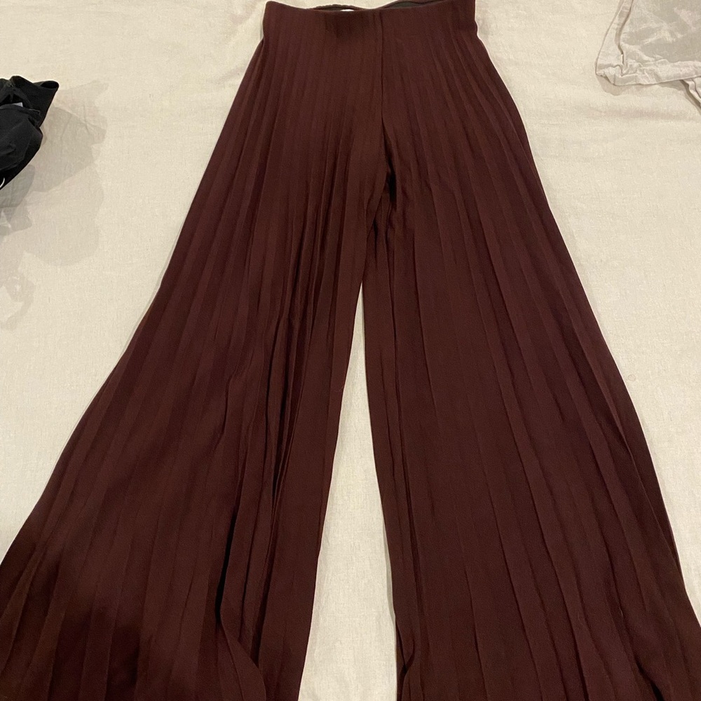 Zara long flowy pleated pants.
